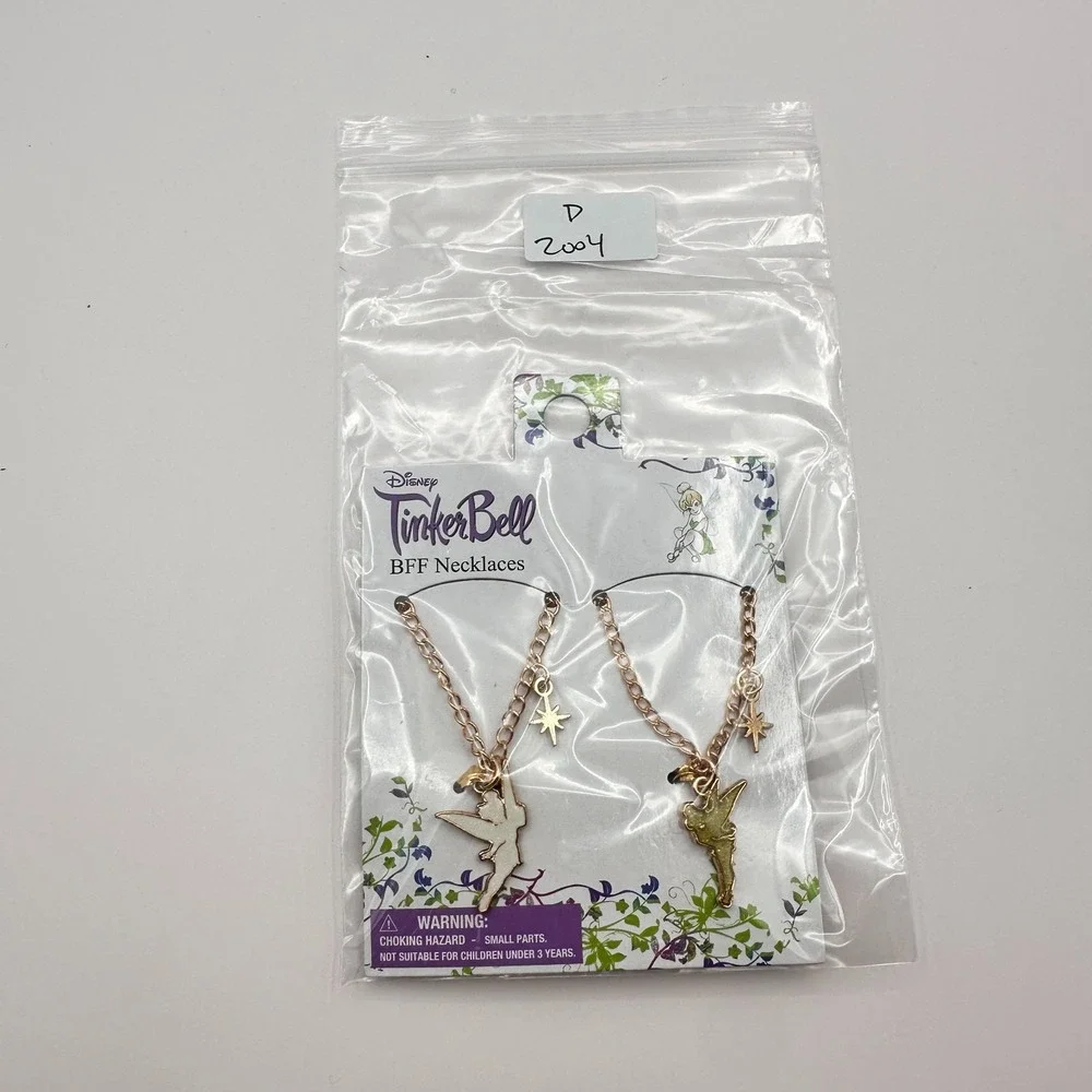 Vintage 80s Disney Tinker Bell BFF Best Forever Fairy Pendant Necklaces Jewelry